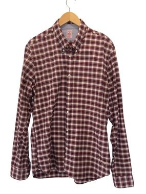 Scotch & Soda Amsterdam Couture Burgundy Cream Plaid Cotton Shirt XL